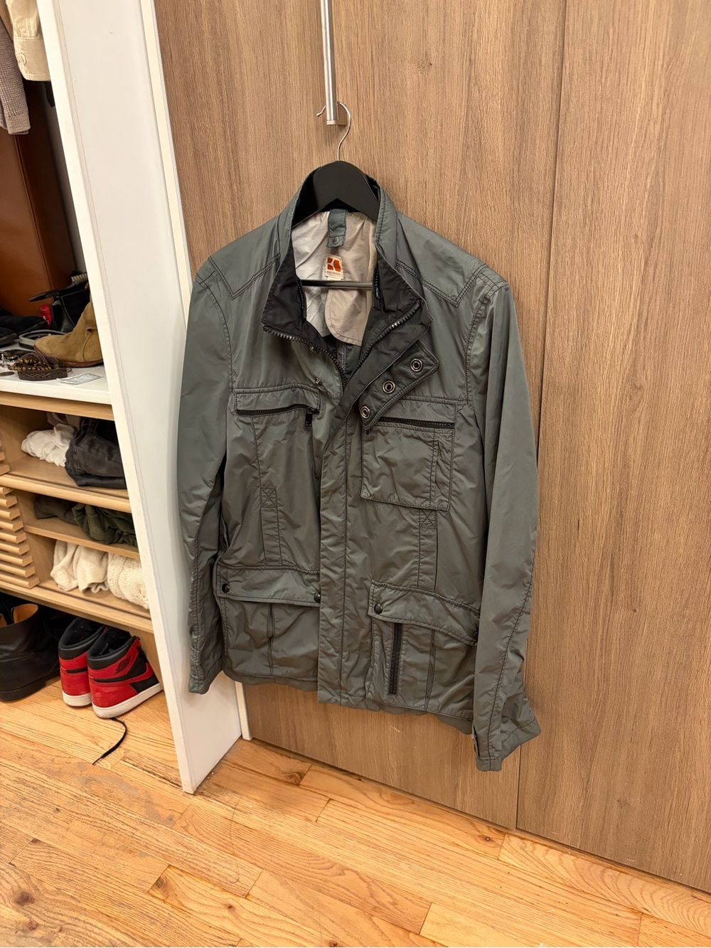Hugo Boss Orange Grey Military Field Moto Jacket Discontinued - Size 40R